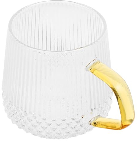 Mobestech Taza de Café de Vidrio con Asa Vintage 300 Ml Vidrio de Borosilicato Resistente al Choque Térmico para Uso Doméstico Multifuncional Bebidas Calientes y Frías Color Amarillo