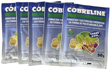 Fungicida cuprico 50% oxicloruro de cobre (tratamiento para 80-100 litros) contra repilo abolladura minilia cribado moteado o bacteriosis. Tratamiento para 100 litros.(5sobres) cobreflow
