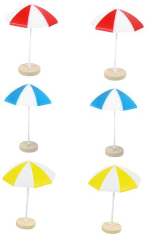 Didiseaon 6pcs Miniature Beach Umbrella Doll House Diy Accessories Micro Landscape Beach Scene Decors Mini Sun Umbrella