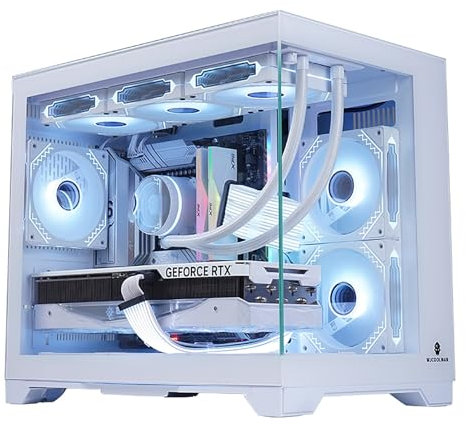 Caja For Juegos, Caja For Juegos De PC De Torre Media M-ATX/ITX - Puerto USB 3.0 De E/S Frontal - Panel De Vidrio Templado - Admite Refrigeración por Agua Y Aire(White)