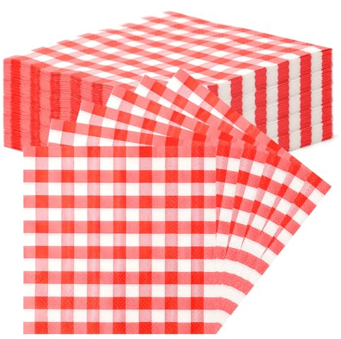 40PCS Servietten Rot Weiß Kariert Serviette Einweg Rot Kariert Servietten | Servietten Rot Weiß Plaid napkins, Serviettens Karierts, Oktoberfest Deko, Geeignet für Restaurants, Bars und Picknickpartys