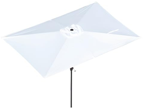 Ombrellone da esterno con manovella, robusto, a 6 stecche, 3 x 2 m, protezione solare per giardino, balcone, terrazza, cortile, piscina, 3 x 2 m