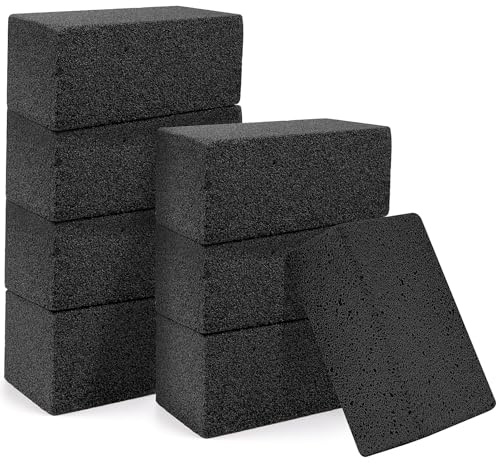 YFNVH Confezione da 8 mattoncini resistenti per la pulizia della griglia, pietre pomice riutilizzabili, per barbecue, griglie piatte per casa, ristorante, commerciale, 20 x 10 x 9 cm, nero
