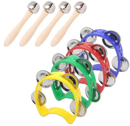 8 Stück Schellenkranz, Glockenstab, Holzgriff Glocken Und Schellenrassel Set Für Kinder - Musikinstrumente Für Party Tanz Und Spiel Ergonomisches Design Mit Klarem