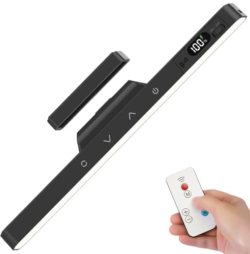 Illuminazione Sotto ,Lampada Sotto Mobile da 29 cm | Luce Magnetica Ricaricabile Regolabile a Cinque Temperature Colore con Batteria da Duemilacinquecento Milliamperora e Telecomando - per Scrivania C