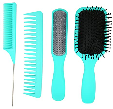 Set di 4 spazzole per capelli, spazzola a pagaia per districare i capelli e pettine a nove file a coda di topo per capelli lunghi, spessi, sottili e ricci naturali, pettine per lo
