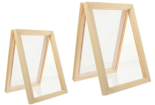 TOPBATHY 2 Stück Holzrahmen zum Selberbauen mit Maschenrahmen Selbstgemacht Papierherstellungsrahmen für Papierkunst Einfach zu Lagern für Bastelprojekte