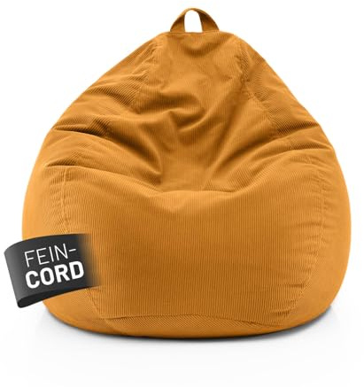 Lumaland Comfort Line sittsäck finsnöre XL – 250 L | bekväm soffa fåtölj rep – perfekt för puff | EPS-pärlor saccosäck med fyllning | inomhus sittstol – tvättbar | liggsäck för vuxna och tonåringar