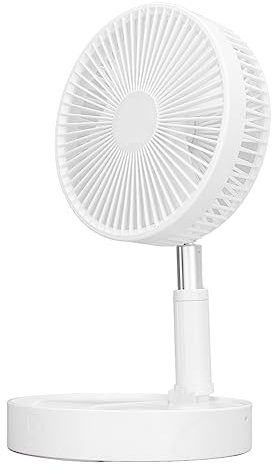 Fafeicy Zusammenklappbarer Ventilator mit 4 Geschwindigkeitsstufen, USB-Aufladung, Leise (45 dB), Höhenverstellbar (36–99 cm), Tragbar, Wiederaufladbar, für den Schreibtisch, Zum (3600 mAh)