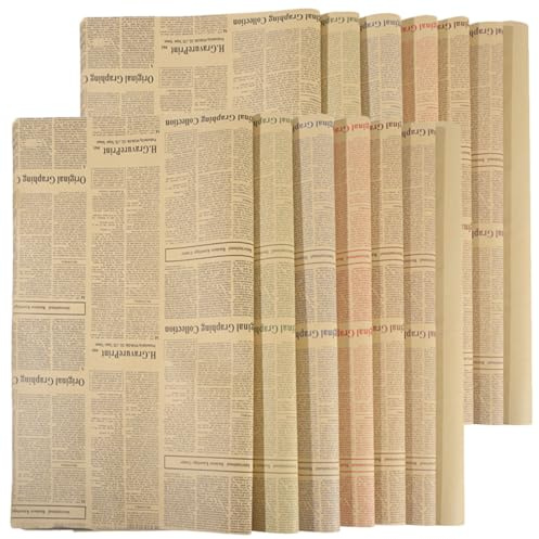 KOCKSHION 20 Feuilles Papier Emballage pour Bouquet en Papier Kraft, Feuilles Style Journal, pour Fleurs et Boîte, Emballage et Décoration, Fêtes, Amateurs de Loisirs Créatifs