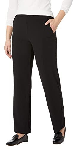 Briggs New York Pantalon à Enfiler Plat sur Le Devant pour Femme avec Effet Amincissant (Longueur Normale et Courte), Noir, 48