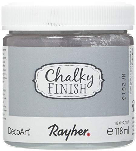 Rayher Hobby Chalky Finish peinture craie faite à base d'eau peinture pour un style shabby-chic, vintage & maison de campagne peinture pour meubles 118 ml (Lot de 1) pour env. 2,7 m² gris pierre
