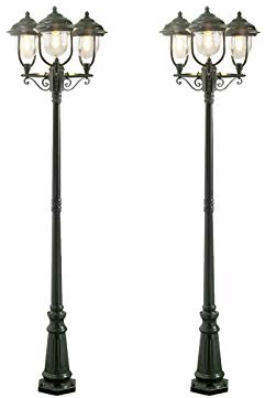 KONSTSMIDE 2er-Set grüne Außenstandleuchte PARMA aus Aluminium, E27, IP43, H.: 230 cm; 7227-600
