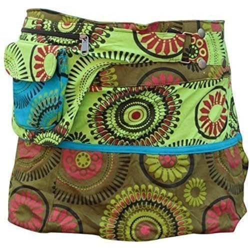 Moda Shopoholic - Gonna stile hippy avvolgente reversibile entrambi i lati Olive Taglia unica