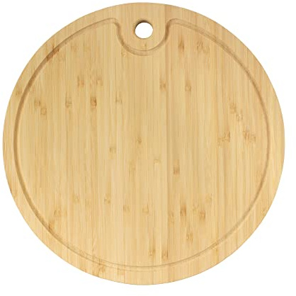 BambooMN Rundes Schneide- und Servierbrett aus Bambus, Charcuterie-Brett, 30,5 cm Durchmesser x 1,9 cm Dicke, 1 Stück