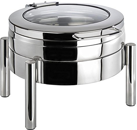 APS 12353 Chafing Dish rund -Premium, 6 Liter, aus 18/8 Edelstahl 44 x 54 x 33 cm, 1 Gestell, 1 Wasserbecken