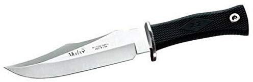 Muela Cuchillo Venecia 21733-G hoja de acero de ACX-380 de 16 cm y empuñadura de madera de coral para Caza, Pesca, Supervivencia y Bushcraft Realizado en Ciudad Real + Portabotellas de regalo