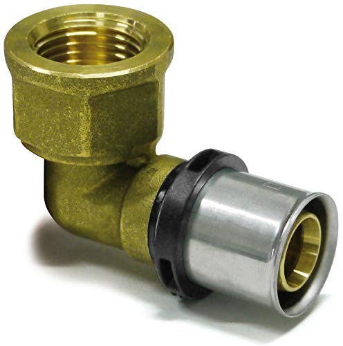 Pipetec Press-Übergangswinkel mit Innengewinde 32 x 3-1 (1 Stück) DVGW Fitting Messing für Heizrohre Pressfitting TH Profil