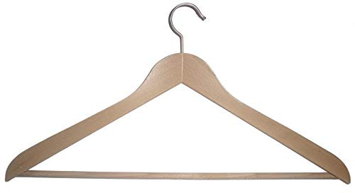 Hagspiel Kleiderbügel aus Holz, 10 St. Kleiderbügel aus Buchenholz, Natur lackiert (Wasserlack), vernickelter drehbarer Metallhaken, Made in Austria (Sondergröße 50 cm)