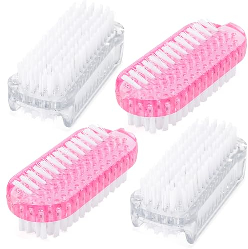 G2PLUS Two-Sided Hand Nail Brushes - 4 PCS Plastic Nail Brushes - Multi-color Hand Scrubbing Brushes- Clean Hand Brushes for Cleaning Nails
