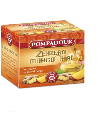 Pompadour 1913 | Infuso Zenzero Aromatizzato | Tisana Mango Thai | Zenzero Tisana Digestiva - 10 Bustine di Tè (22,5 Gr)