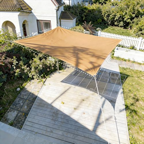HAIKUS Telo Ombreggiante Esterno 5x5 HDPE Traspirante Vela Ombreggiante 5x5 Tende da Sole per Esterno 5m, Giardino Terrazza, Sabbia