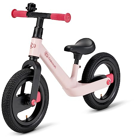 Kinderkraft GOSWIFT Laufrad ab 3 Jahre, Kinderfahrrad, 12 Zoll, begrenzten Lenkeinschlag, Rahmen aus Magnesiumlegierung, Höhenverstellbarer Sattel, Rosa