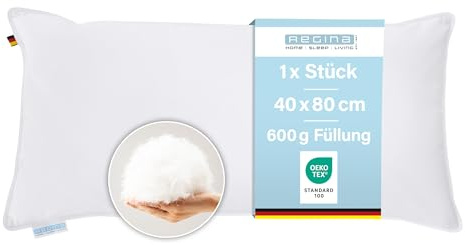 Regina Home Kopfkissen 40x80 cm - Fest - Ergonomisches Nackenkissen mit 85% Federn & 15% Daunen - Waschbar & Allergiker Geeignet - 100% Baumwolle | Ergonomisches Nackenkissen mit 85% Federn & 15% Daunen - Waschbar & Allergiker Geeignet - 100% Baumwolle