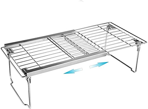 Orgneas Expandable Cabinet Shelf Organizer, Adjustable Freezer Shelf 15.8-22 Thickened Heavy Duty Organizer and Storage Shelf for Kitchen Cabinet Pantry Refrigerator
