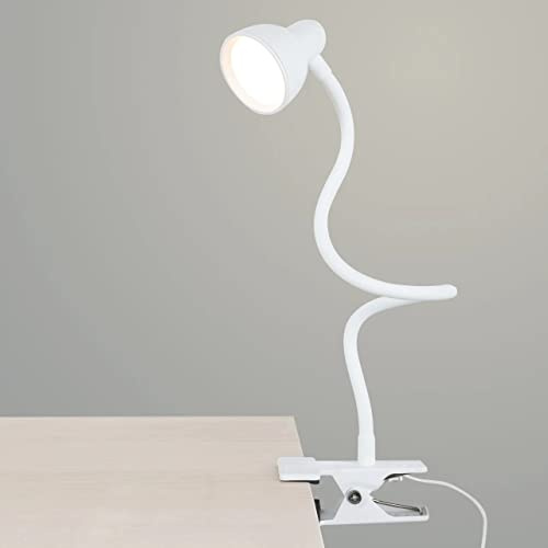 LiFMIRA Clip on Lamp USB Reading Light, 3 Color Modes, 10 Brightness Dimmable, Flexible Gooseneck Desk Lamp with Clamp, Eye Care Clip on Light for Bed Desk Headboard Home Dorm White