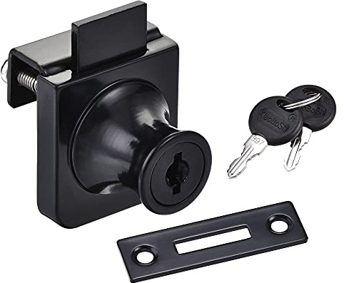 sourcing map Verrou de porte simple pour vitrine - En alliage de zinc - Finition noire - Pour une épaisseur de verre de 5 à 8 mm