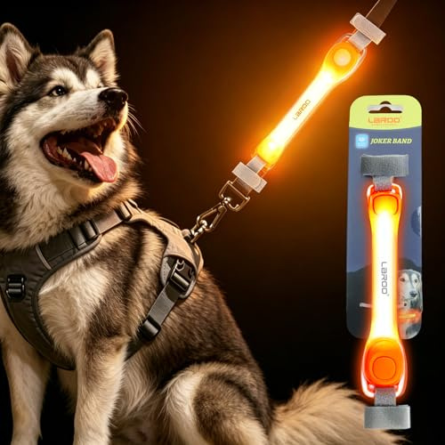 LaRoo Leuchtende Hundehalsband mit Nylon-Aufklebern, universelles leuchtendes Halsband-Zubehör für Leinengeschirr, Silikon, wasserdicht, LED, blinkendes Halsband für Nacht, Outdoor-Sicherheit