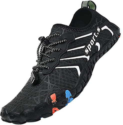 Lvptsh Water Shoes Men Women Barefoot Sports Aqua Shoes Beach Swim Shoes Quick Drying Aqua Socks Pool Surf Yoga Running Surfing Boating Shoes,Black 8,UK9