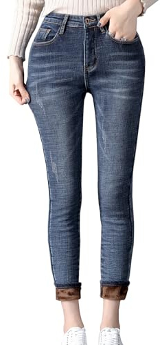 Pantalones Vaqueros de Invierno para Mujer Pantalones Ajustados Gruesos con Forro de Lana Slim Stretch Warm Jeggings