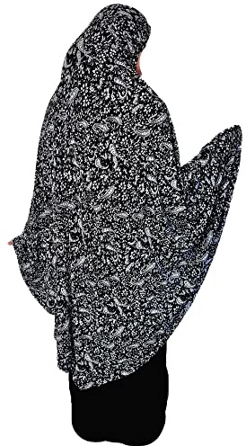 Yaqeen XL Khimar - Hijab long pour femme musulmane - 1 pièce - Écharpe de tête extensible en matériau Lycra - Chadors Arabie - Robe de prière islamique - Châles musulmans - Couverture du corps, noir 2