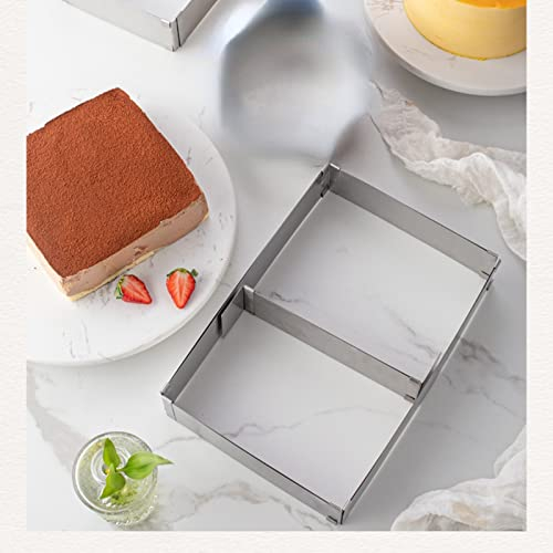 Anoudon Rechteckiger Backrahmen Edelstahl Quadrat 5 cm hohe Backrahmen Kuchen Form Einstellbare Backrahmen Kuchen Kuchen Kuchen Kuchen mit Teilern Rechteckige Backform