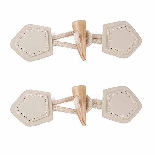 GIVBRO Horn Leder Verschluss Knebelknöpfe Mantel Ersatzknöpfe Zubehör für Zuhause Nähen Mantel Schal Handmade Beige