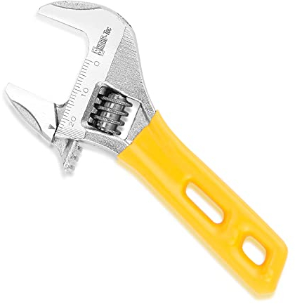 Sharp-tec Small Adjustable Spanner 4-inch/100mm, Stubby Slim Thin Plumbers Wrench, Max-Opening 24mm Wide Jaw Adjustable Spanner for Basin Waste Under Sink, Plumbing Hand Tool