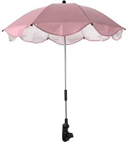 Universeller Sonnenschirm für Kinderwagen, 360 Grad, UV-verstellbar, wasserdicht, für Stühle, Rollstuhl, Fahrrad, Kinderwagen (Rosa)