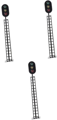 VILLCASE 3pcs Diorama Base Model Train Kits for Train Enthusiasts Railroad Signal Light Model Micro Landscape Light Ornaments Table Layout Decor