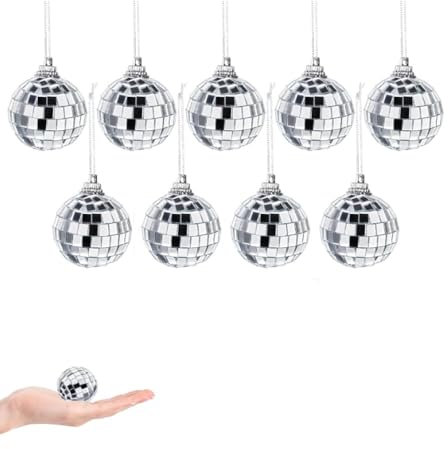 Armastuse 24 Pezzi Sfera specchiata,4 cm Palla da Discoteca da Appendere,bella e divertente, colore argento, da appendere, per feste, discoteca e Matrimonio