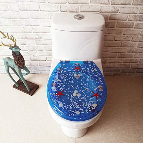 DLAZUM Toilettensitz, Toilettendeckel mit Absenkautomatik und Schnellverschluss, schöner LED-Toilettensitz mit stabilen Scharnieren (Normale Befestigung unten) (LED-Befestigung unten) (Normale Befe