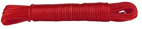 IDEA HOME Washing Line Rope Cristal 20m - Clothes Lines for Outside Heavy Duty – Plastic Washing Lines Outdoor - Robust Clothes Line Made of Polyester Core and Plastic Coating, Transparent Red