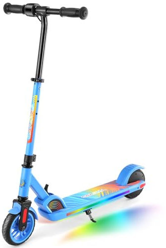 Caroma Elektroroller für Kinder von 6-12 Jahren, 150W Motor | 16 km/h, 12km Reichweite E Scooter, Faltbarer E Roller mit Bunte Leuchten & LED-Display, Einstellbare Geschwindigkeit & Höhe