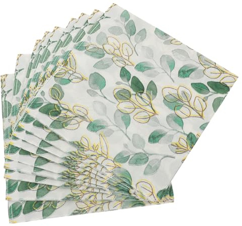 IWOWHERO Tovaglioli di Carta Verdi 60 Fogli Usa e Getta Design a Foglia Decorativa Assorbenti per Tovaglia e Bagni Festa e Eventi Speciali