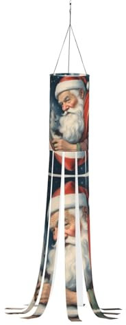 WCXTHGFA Windsack mit Weihnachtsmann-Druck, vielseitig, charmante Outdoor-Dekoration für Herbst, Erntedankfest, Winter