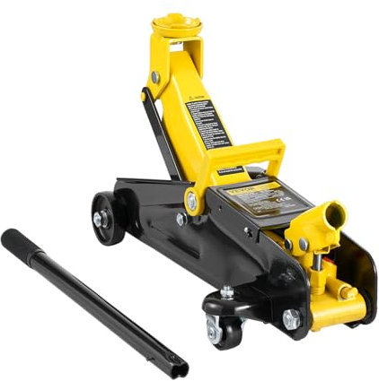 VEVOR Low Profile Floor Jack 2 Ton (4400 lbs), Heavy Duty Iron Hydraulic Racing Floor Jack, Hydraulic Car Jack, Single Piston Quick Lift Pump, 4.9-13.2 Height Lifting Range (Yellow)