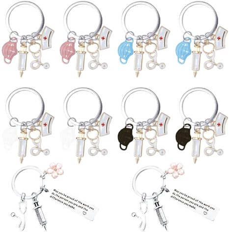 Keboyoe Krankenschwester Schlüsselanhänger Metall Schlüsselanhänger Krankenschwester Keychain für Arzt Krankenschwester Arzthelferin Geschenke Nurse