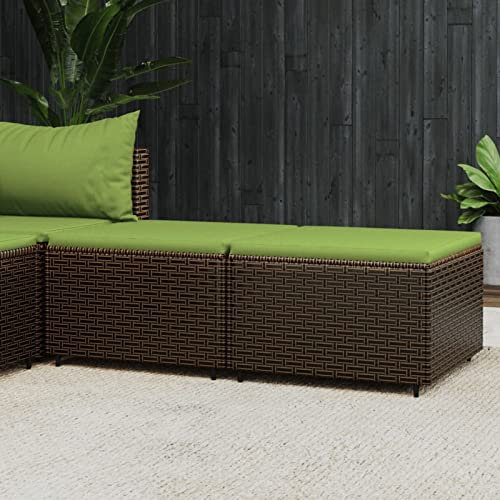 Xichuzi Gartenhocker mit Kissen 2 STK Gartenhocker, Balkon Hocker, Fusshocker Garten, Hocker Garten, Gartenmöbel Hocker, Fußhocker Für Sessel, Braun Poly Rattan