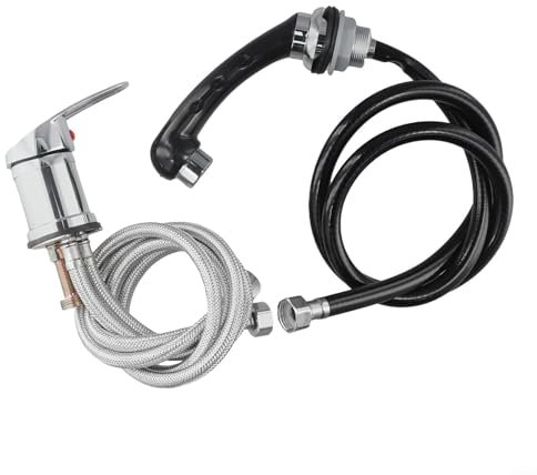ZYNCUE Chrome Mixer Faucet Hand Shower for Shampoo Chair, Barber Vanity, Sink, 120cm Shower Hose, High-Pressure Fitting, 3 Connections